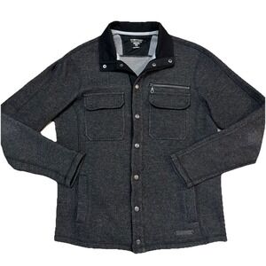 EXOFFICIO Wool Blend Full Snap Long Sleeve Shirt Jacket Shacket Mens Large Grey